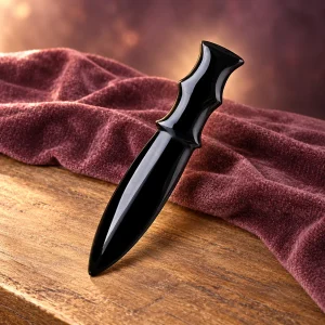 Athamé en Obsidienne à Garde et Pommeau Ronds