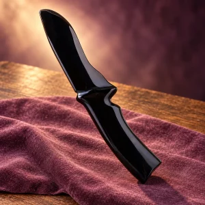 Athamé en Obsidienne Noire Lame Courbe Façon Kriss