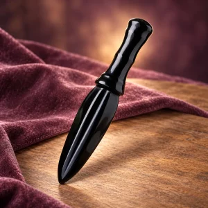 Athamé en Obsidienne Noire à Lame Fine Effilée