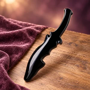 Athamé en Obsidienne Noire à Lame Ondulée