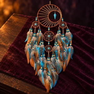 Attrape-Rêves Bohème Turquoise à Cercles Multiples