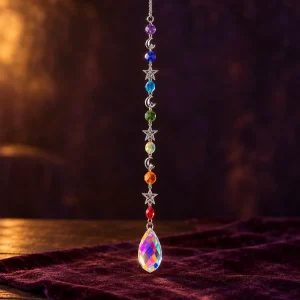 Attrape-Soleil Perles Colorées et Goutte de Cristal