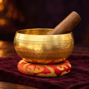 Bol Tibétain Bouddha avec Maillet en Cuir