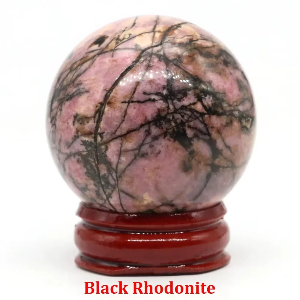 Boule de Cristal en Pierre Naturelle, Format Moyen – Rhodonite rose et noire À l'unité