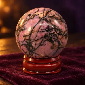 Boule de Cristal Rhodonite Rose et Noire 40 mm