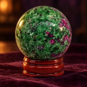 Boule de Cristal Rubis Zoïsite 40 mm