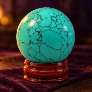 Boule de Cristal Turquoise Verte Synthétique 40 mm