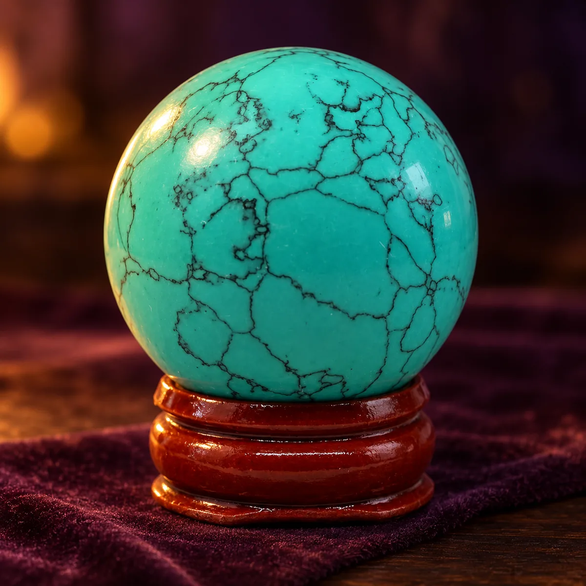 Boule de Cristal Turquoise Verte Synthétique 40 mm