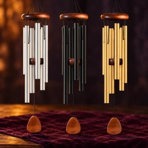 Carillon Éolien Classique en Aluminium avec Étiquette en Bois
