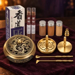 Coffret Sceau d’Encens, Brûleur Rond au Dragon