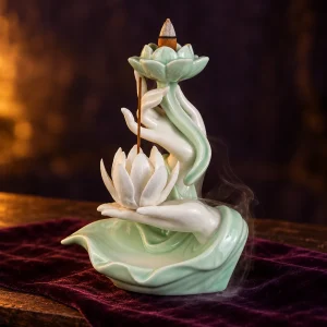 Fontaine à Encens Lotus en Céramique Céladon