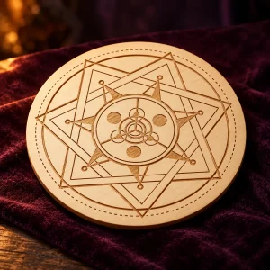 Pentacle Septagramme de Salomon en Bois Gravé