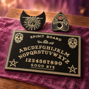 Planche Ouija Spirit Board Noire, Soleil et Pentagrammes