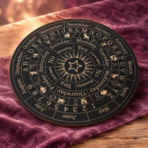 Planche de Radiesthésie Lune et Étoile en Bois Gravé
