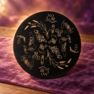 Planche de Radiesthésie Ronde Motif Plantes en Bois