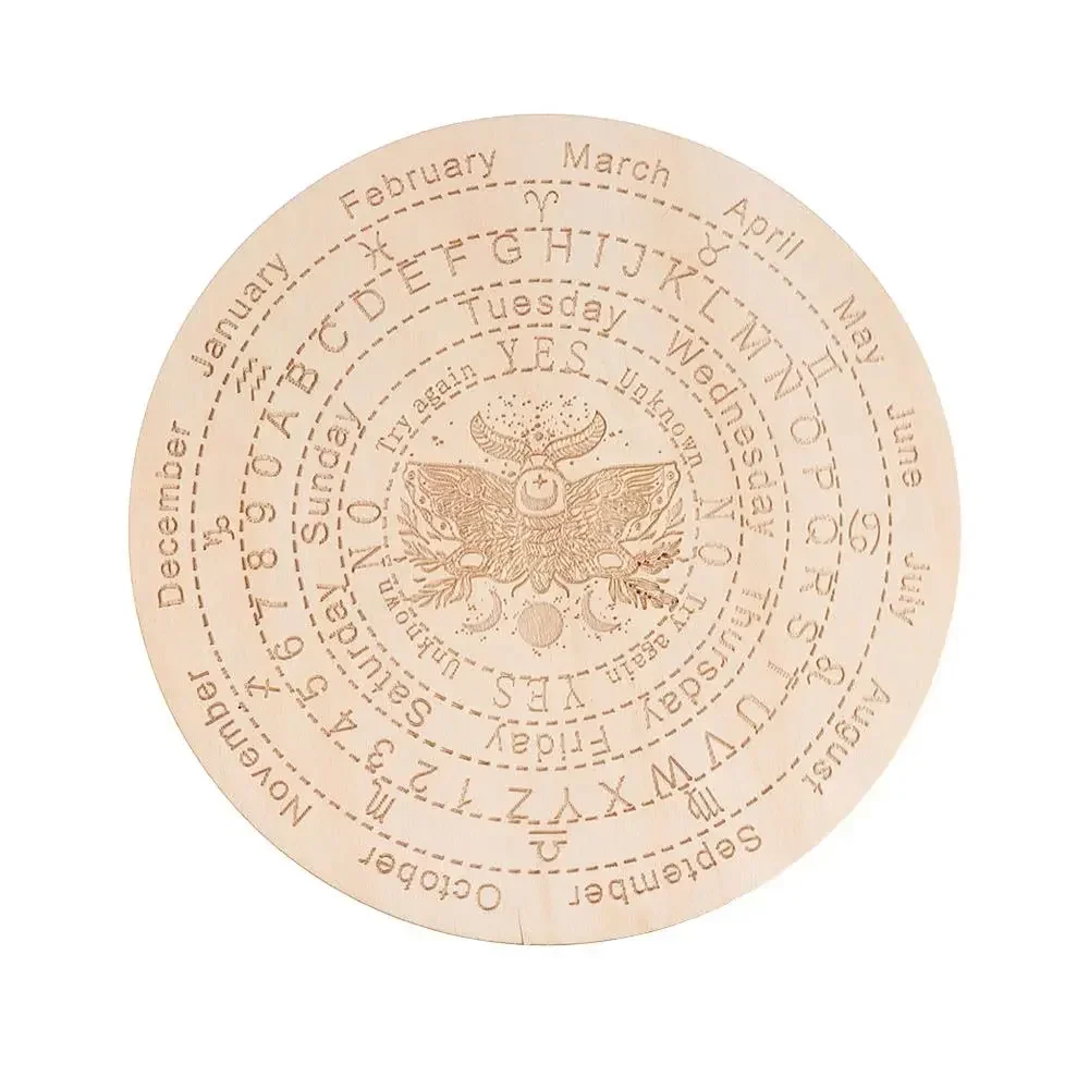 Planche de Radiesthésie Soleil, Lune et Étoiles en Bois – Modèle 2, blanc, 15 cm