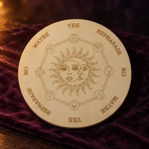 Planche de Radiesthésie Soleil à Visage en Bois Clair