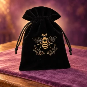 Pochette de Tarot Velours Noir Abeille