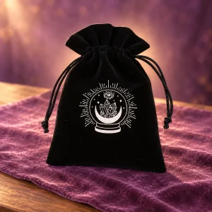 Pochette de Tarot Velours Noir Boule de Cristal