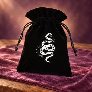 Pochette de Tarot Velours Noir Serpent