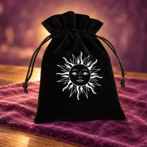 Pochette de Tarot Velours Noir Soleil