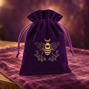 Pochette de Tarot Violette Brodée Abeille