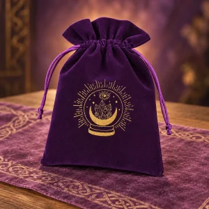 Pochette de Tarot Violette Brodée Boule de Cristal