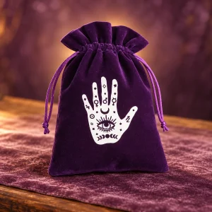 Pochette de Tarot Violette Brodée Main et Œil