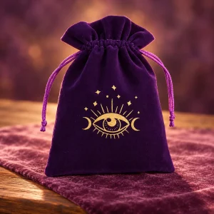 Pochette de Tarot Violette Brodée Œil Rayonnant