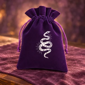 Pochette de Tarot Violette Brodée Serpent