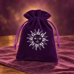 Pochette de Tarot Violette Brodée Soleil