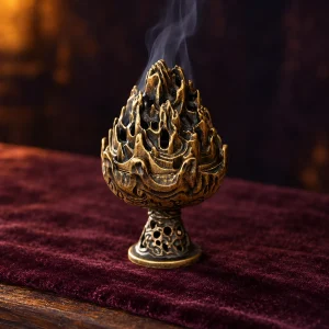 Porte-Encens Flamme de Lotus sur Pied en Laiton