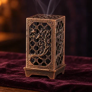 Porte-Encens Lanterne Ajourée Carrée de Style Chinois
