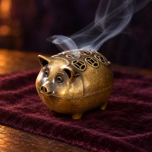 Porte-Encens Petit Cochon en Laiton