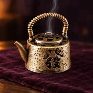 Porte-Encens Théière Ajourée de Style Chinois