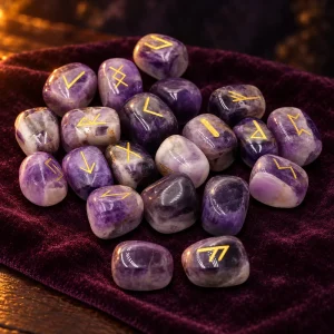 Runes Divinatoires Améthyste ou Quartz Clair