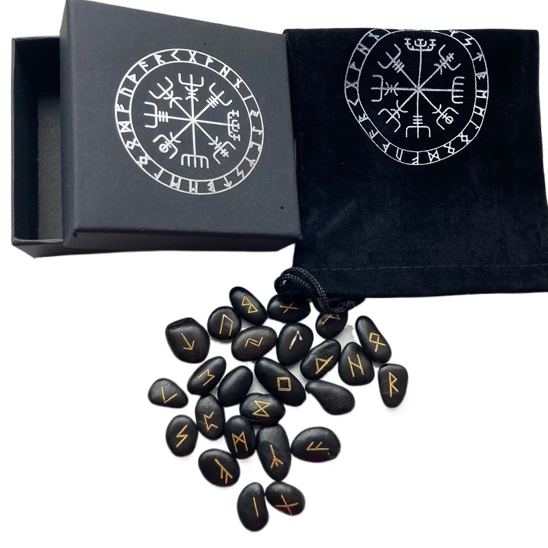 Runes Divinatoires en Galets de Rivière, Boîte et Sachet – vue 4
