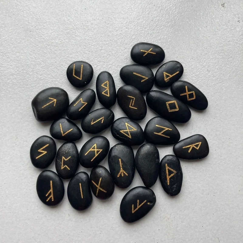 Runes Divinatoires en Galets de Rivière, Boîte et Sachet – vue 5