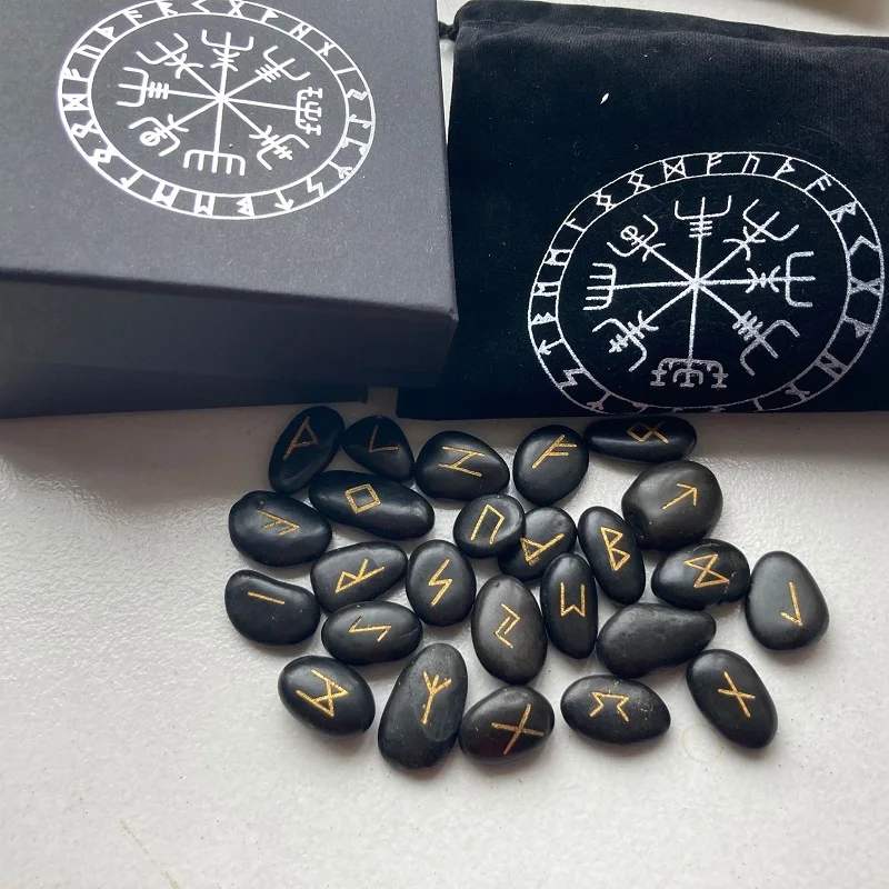 Runes Divinatoires en Galets de Rivière, Boîte et Sachet – vue 6