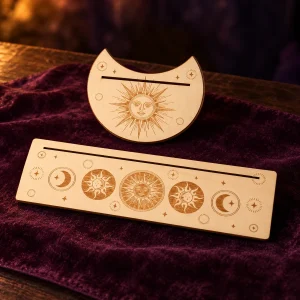 Support de Cartes de Tarot Bois Clair Éclipse Solaire