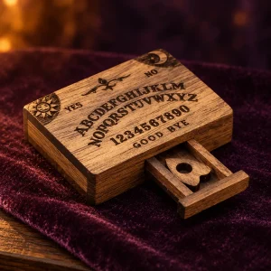 Table Ouija Miniature en Bois avec Planchette et Tiroir