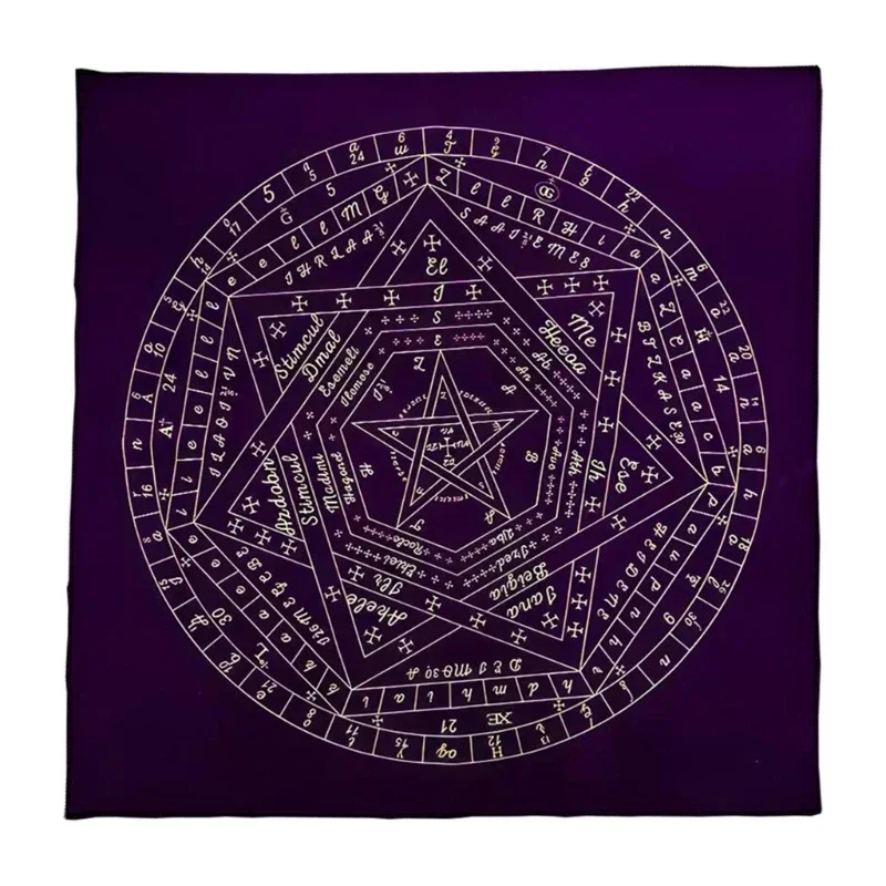 Tapis de Tarot Carré pour Tirages, Pendule et Runes – Motif C 90 × 90 cm