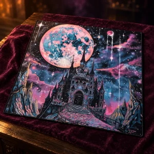 Tapis de Tarot Château sous la Lune Rose
