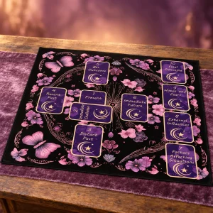 Tapis de Tarot Croix Celtique sur Fond Fleuri