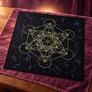 Tapis de Tarot Cube de Métatron Doré
