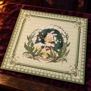 Tapis de Tarot Lapin Blanc en Médaillon Végétal