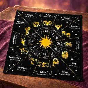 Tapis de Tarot Roue des Signes du Zodiaque