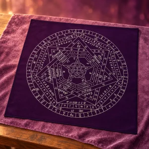 Tapis de Tarot Sceau Circulaire et Grille de Tirage