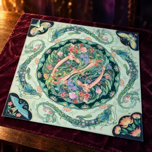 Tapis de Tarot Serpents Fleuris et Papillons