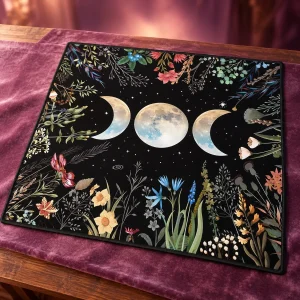 Tapis de Tarot Triple Lune et Fleurs des Champs